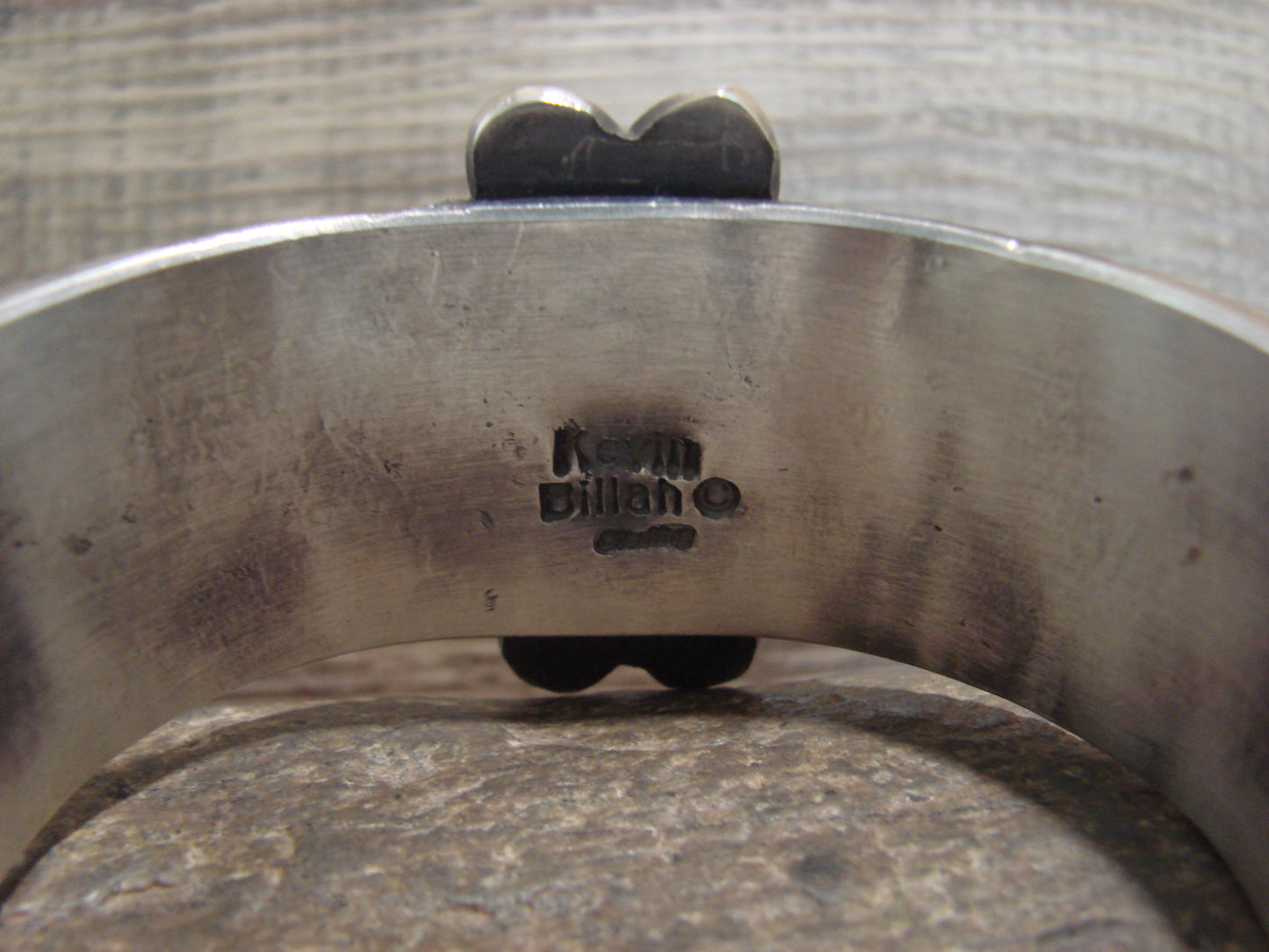 Navajo Indian Sterling Silver & Purple Spiny Oyster Bracelet Signed Billah