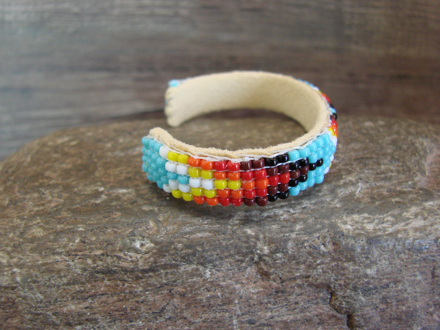 Navajo Indian Hand Beaded Baby / Child's Bracelet by Jackie Cleveland