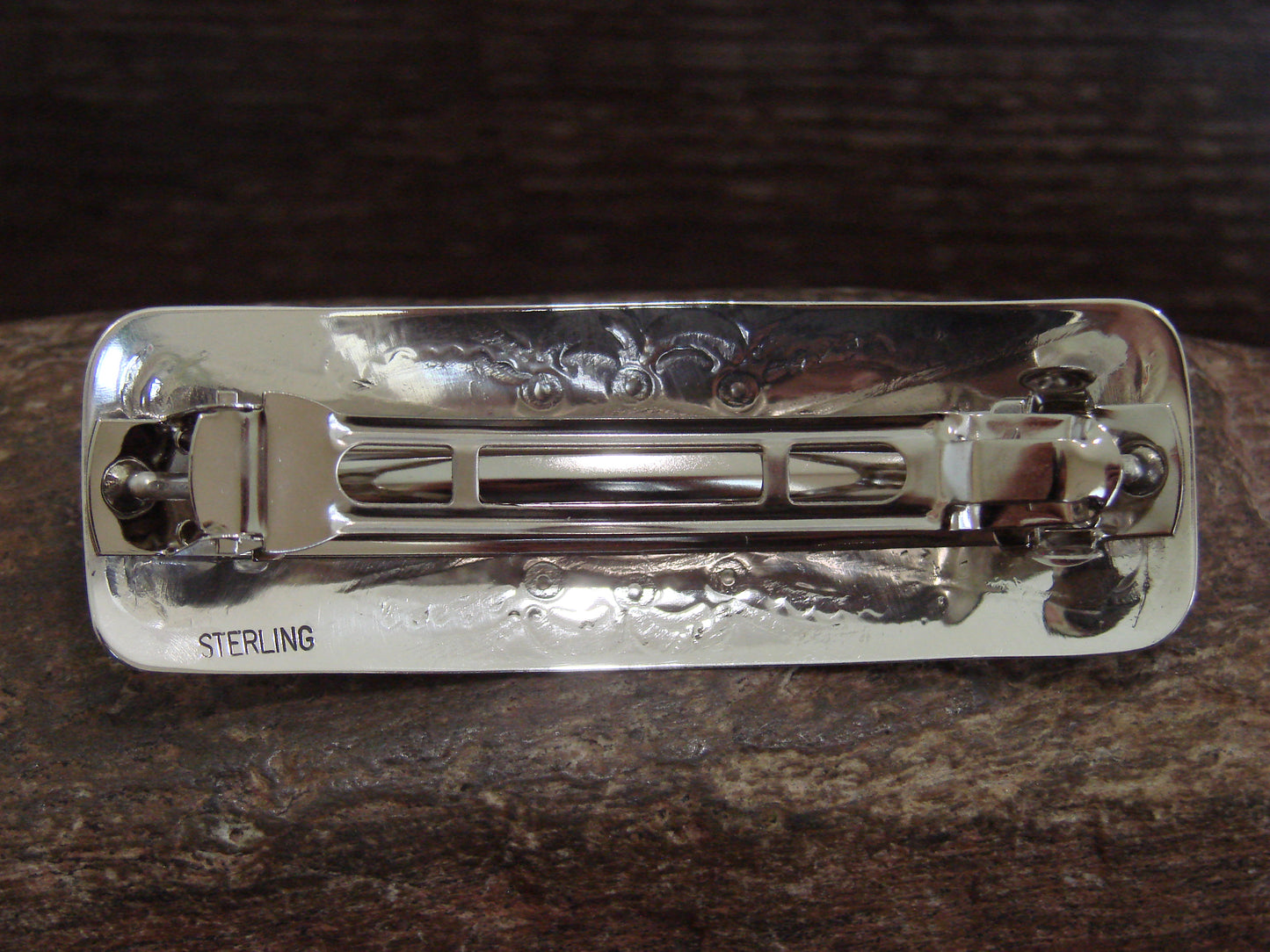 Native American Sterling Silver & Turquoise Row Hair Barrette by Begay