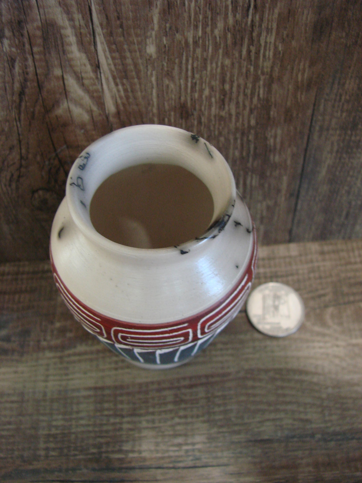 Small Native American Hand Etched Horse Hair Pottery - Benally