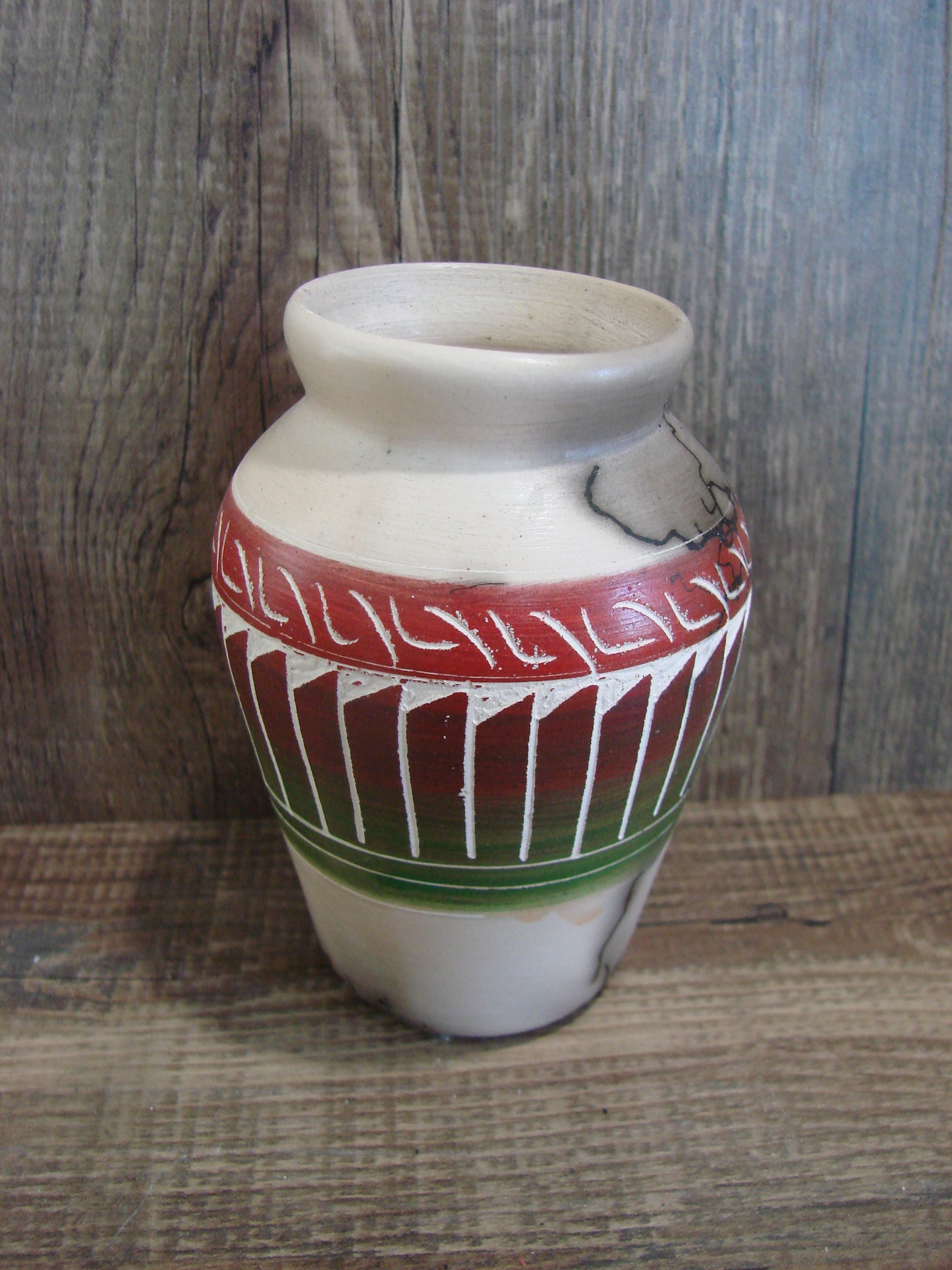 Small Native American Hand Etched Horse Hair Pottery - Benally