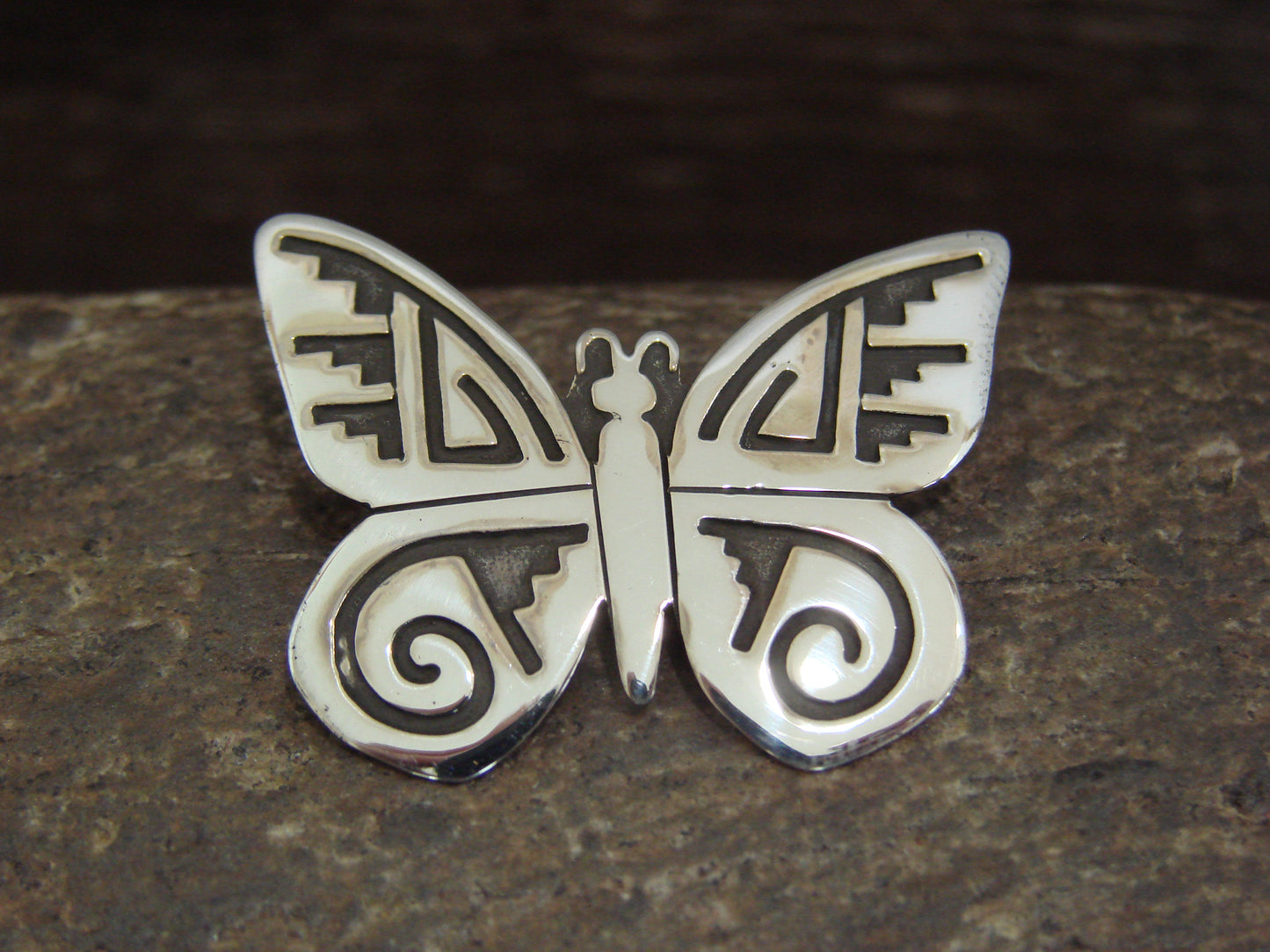 Native American Sterling Silver Butterfly Pin by Sonny Gene