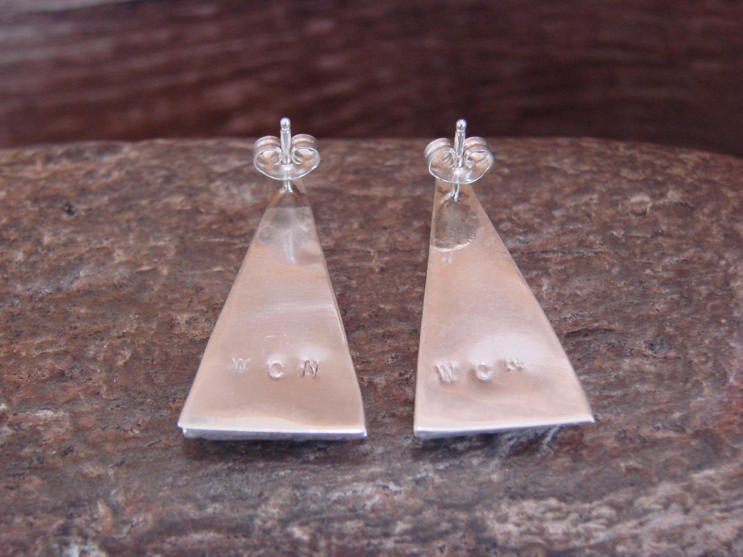 Zuni Indian Sterling Silver Turquoise Inlay Stud Post Earrings by Niiha