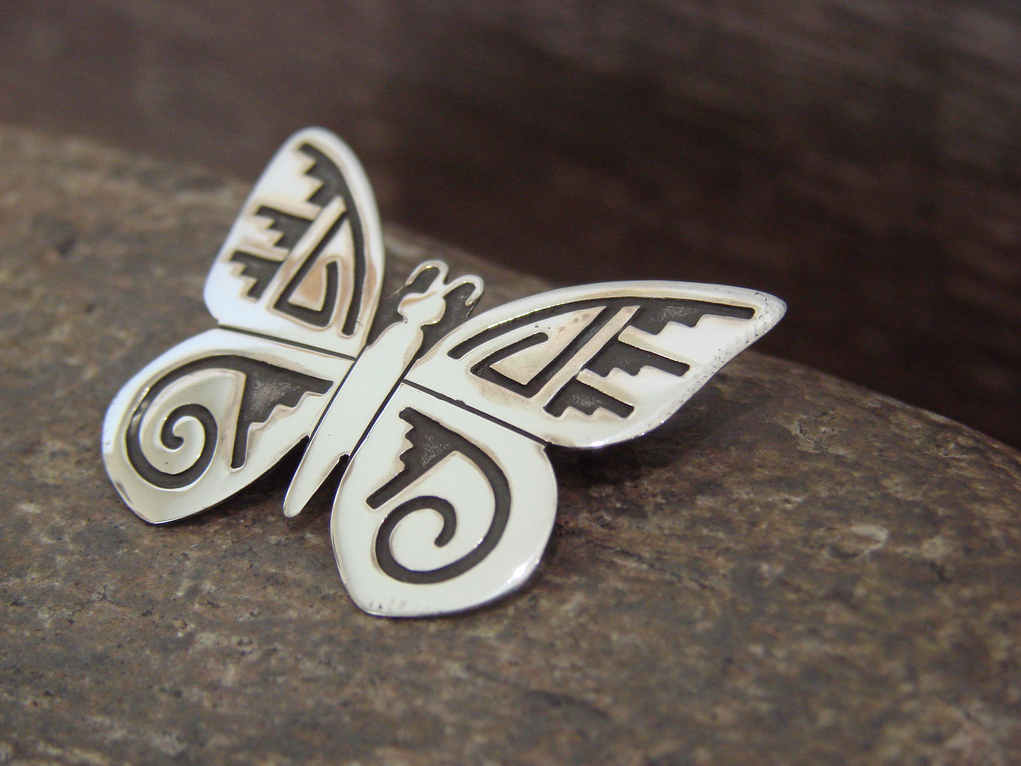 Native American Sterling Silver Butterfly Pin by Sonny Gene