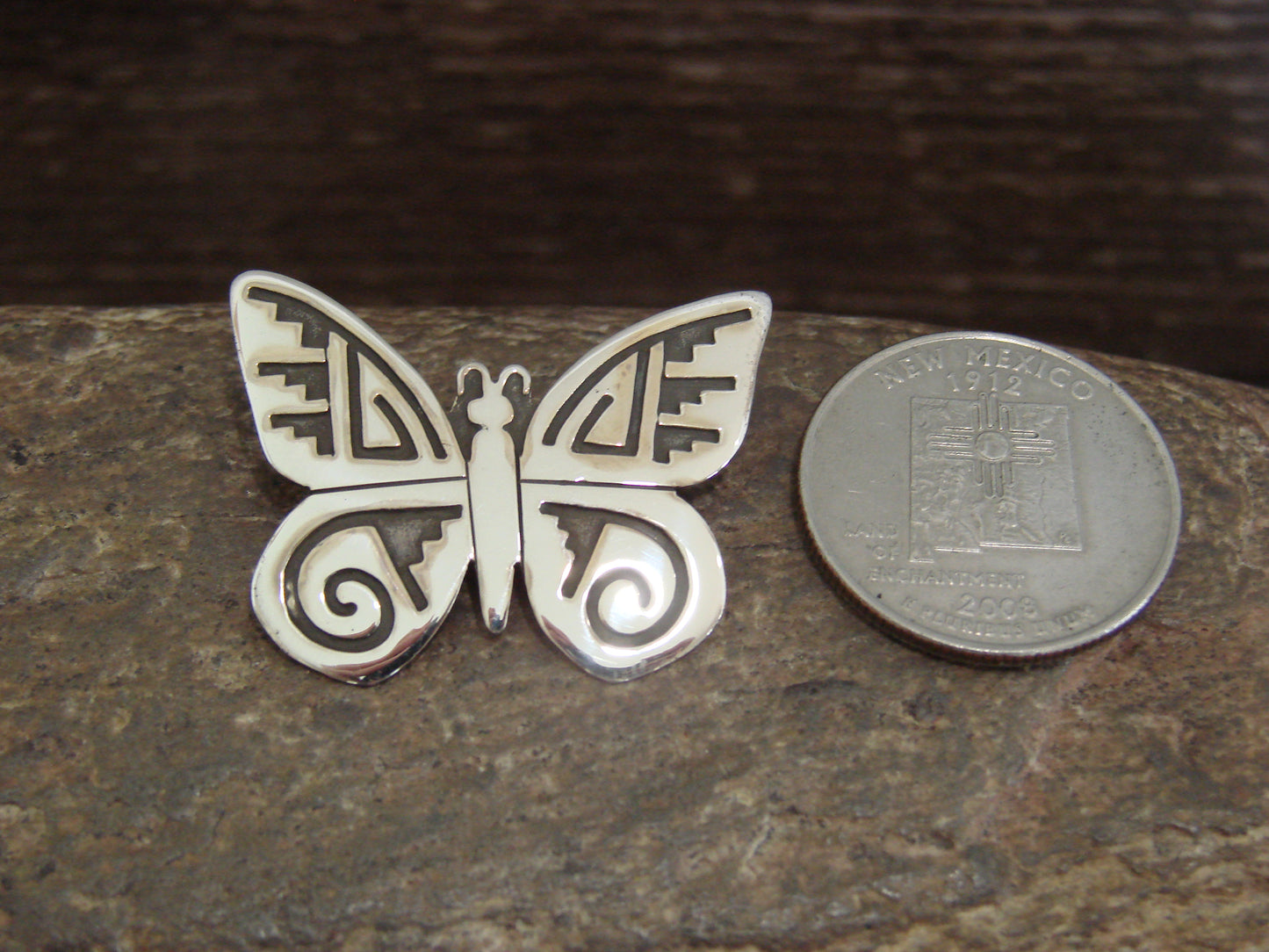 Native American Sterling Silver Butterfly Pin by Sonny Gene