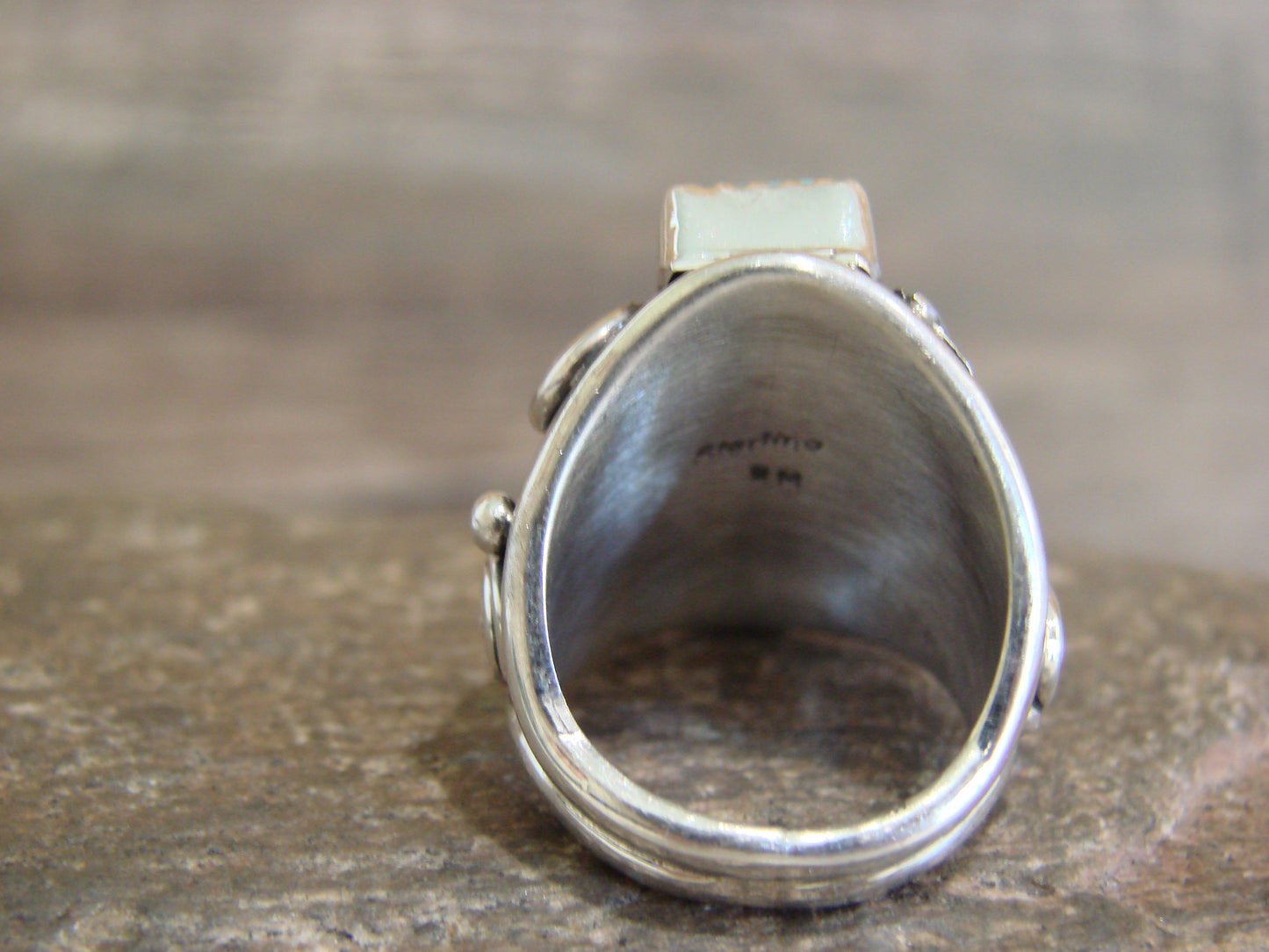 Native American Sterling Silver & Turquoise Feather Ring by D. Morgan - Size 6