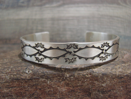 Navajo Hand Stamped Sterling Silver Bracelet by Sandy Bell