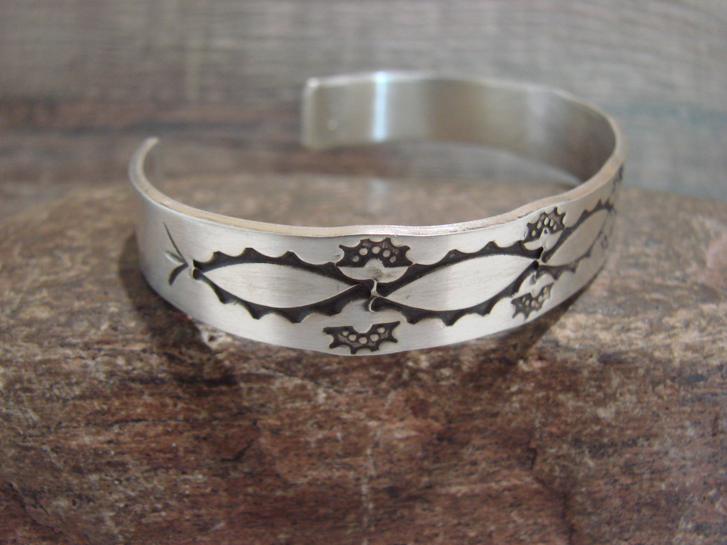 Navajo Hand Stamped Sterling Silver Bracelet by Sandy Bell