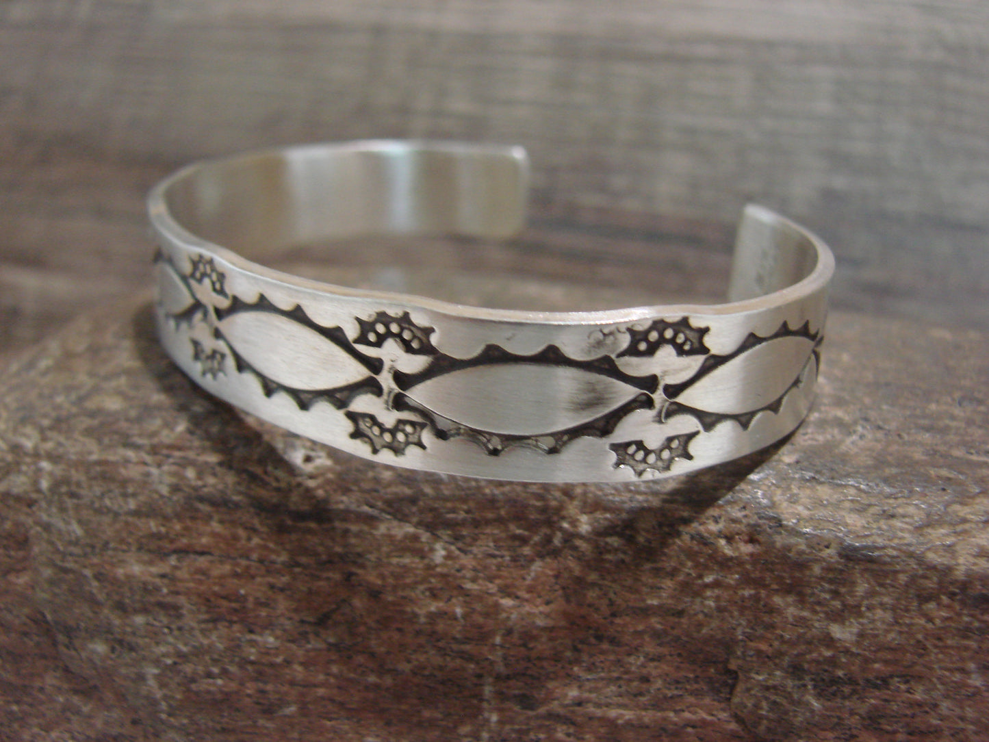 Navajo Hand Stamped Sterling Silver Bracelet by Sandy Bell