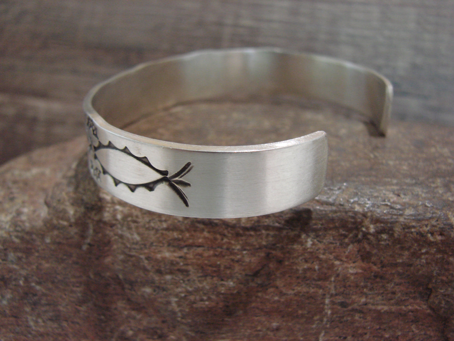 Navajo Hand Stamped Sterling Silver Bracelet by Sandy Bell