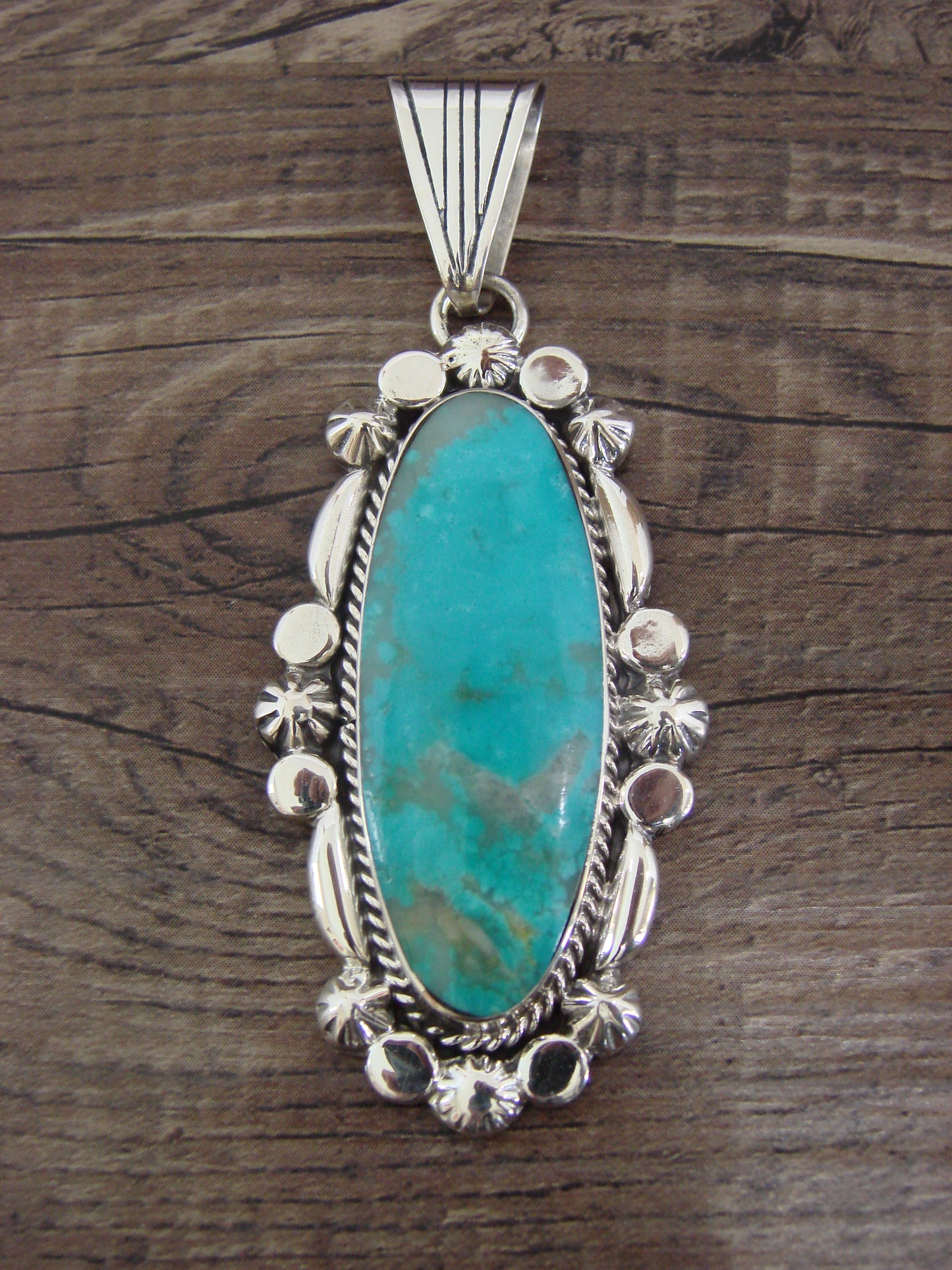 Native American Indian Sterling Silver & Turquoise Pendant - Platero