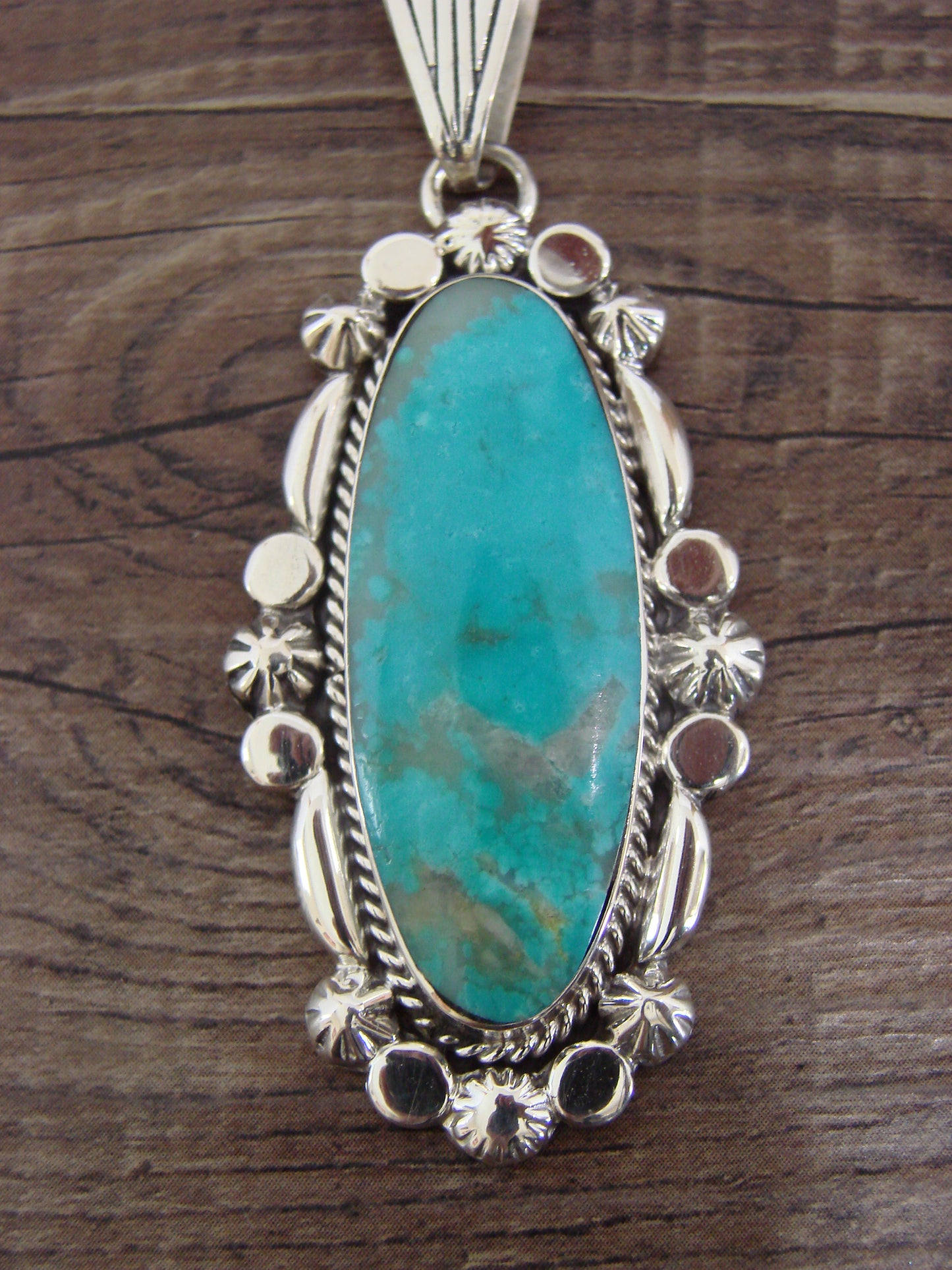 Native American Indian Sterling Silver & Turquoise Pendant - Platero