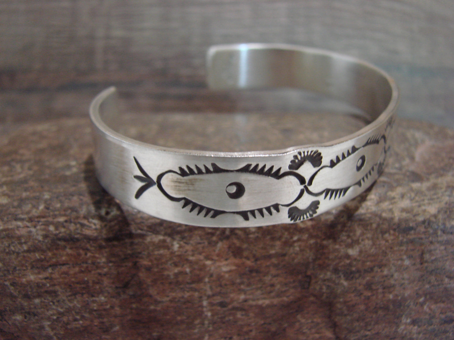Navajo Hand Stamped Sterling Silver Bracelet by Sandy Bell