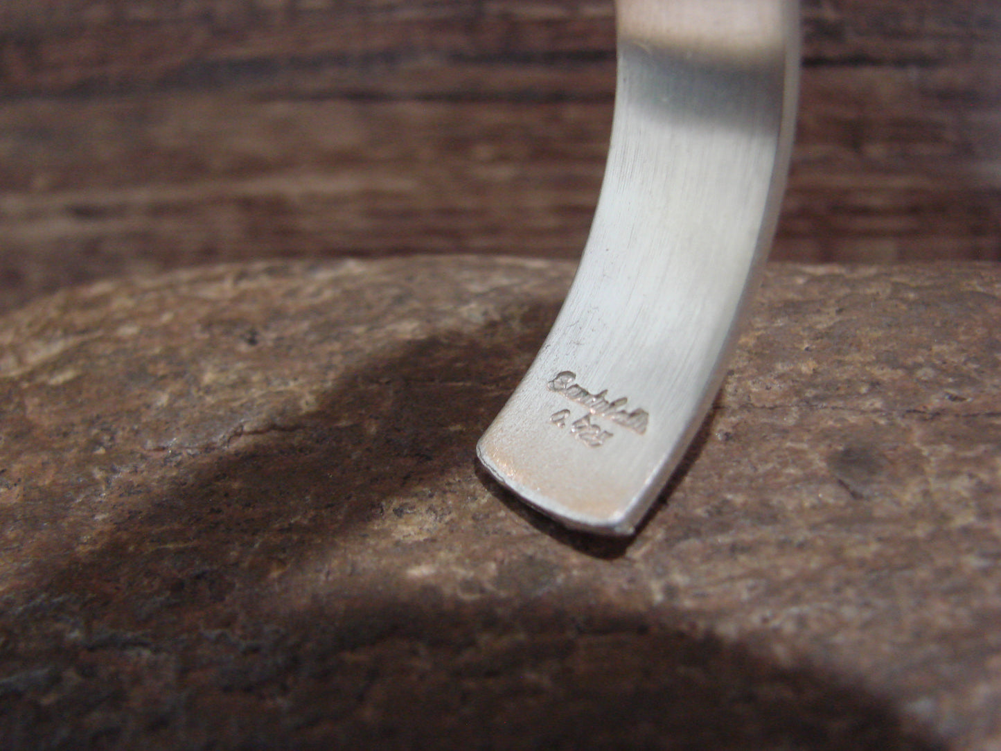 Navajo Hand Stamped Sterling Silver Bracelet by Sandy Bell