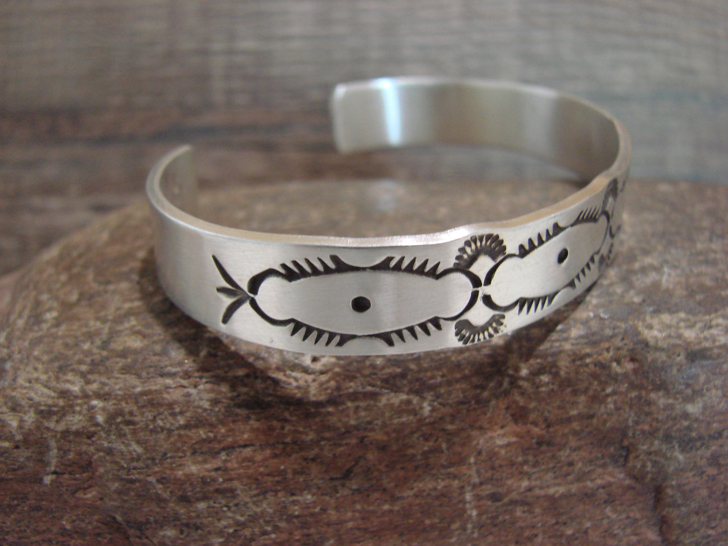 Navajo Hand Stamped Sterling Silver Bracelet by Sandy Bell