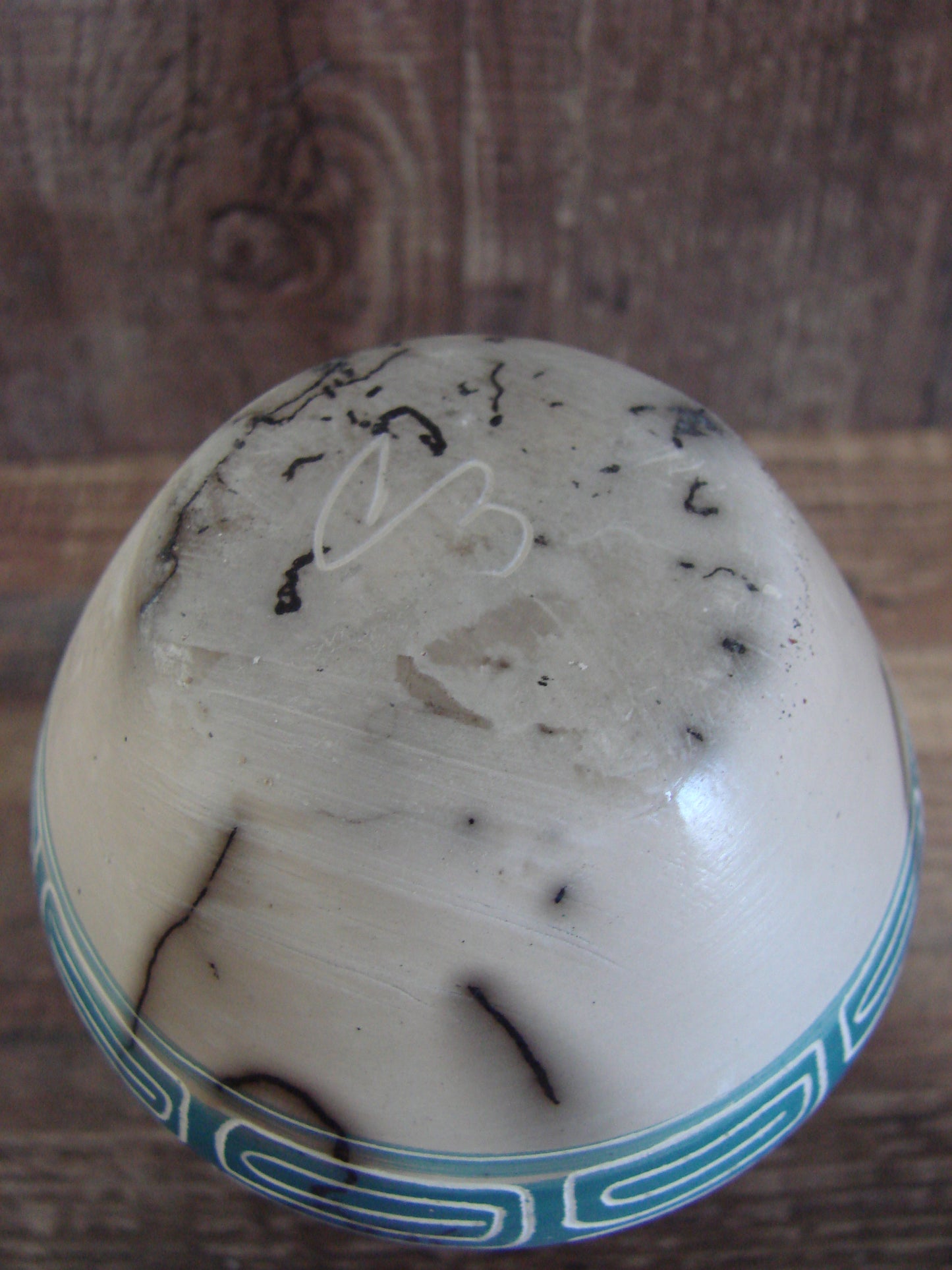 Small Native American Hand Etched Horse Hair Pottery - Benally