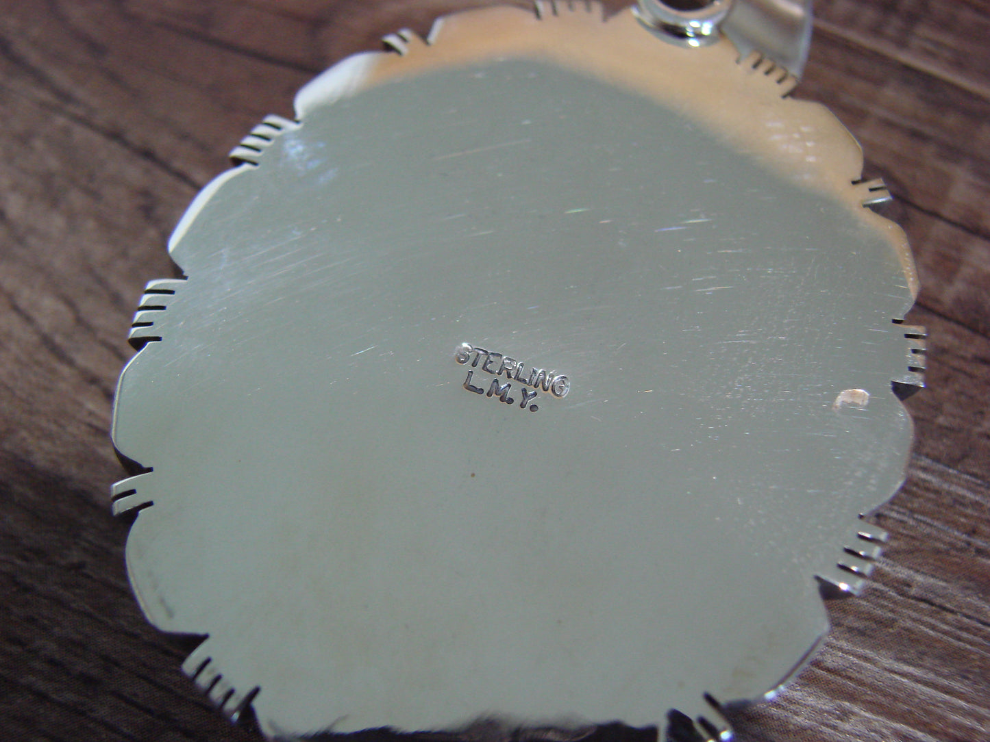 Navajo Sterling Silver & White Buffalo Turquoise Pendant by Yazzie