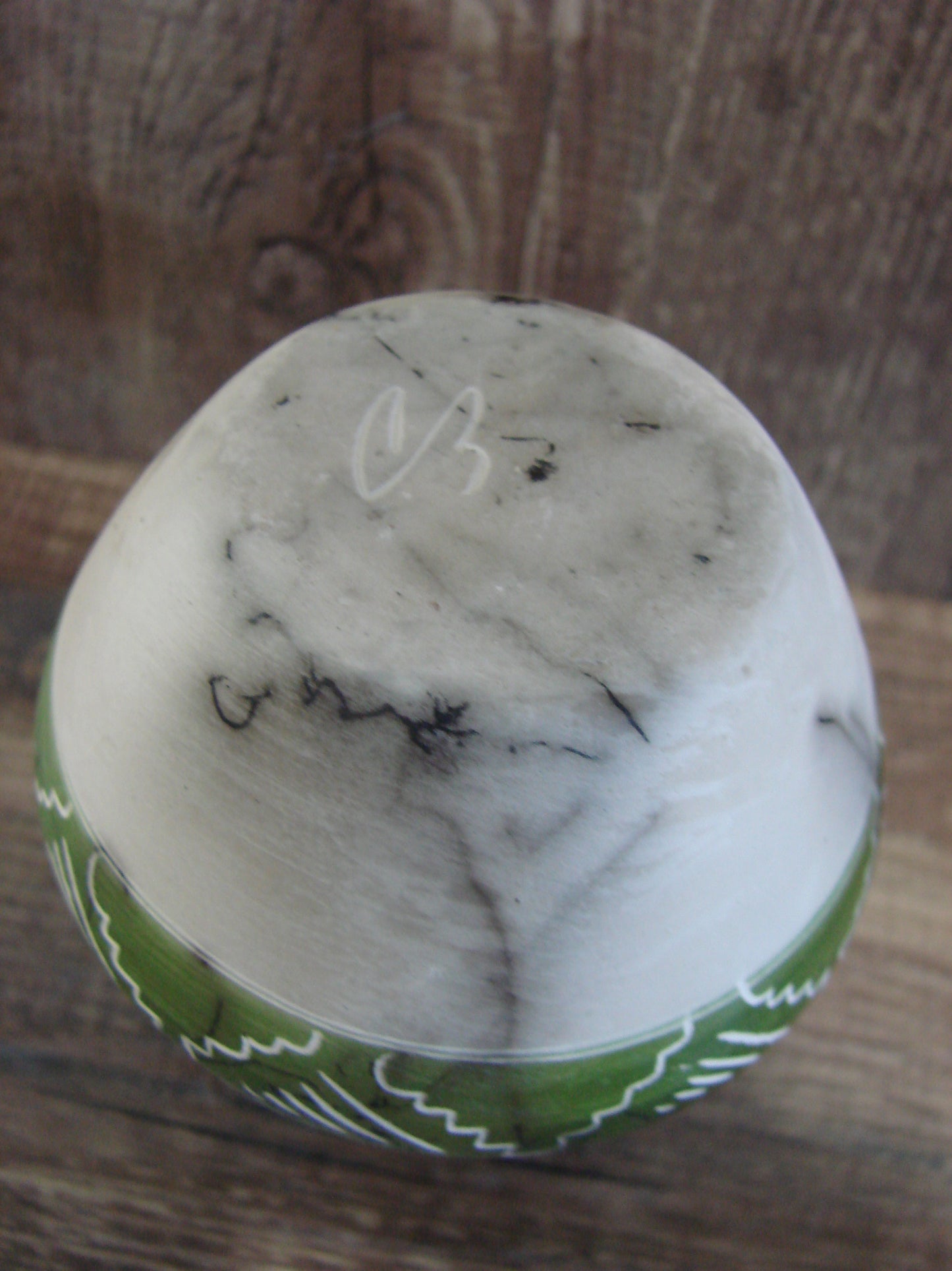 Small Native American Hand Etched Horse Hair Pottery - Benally