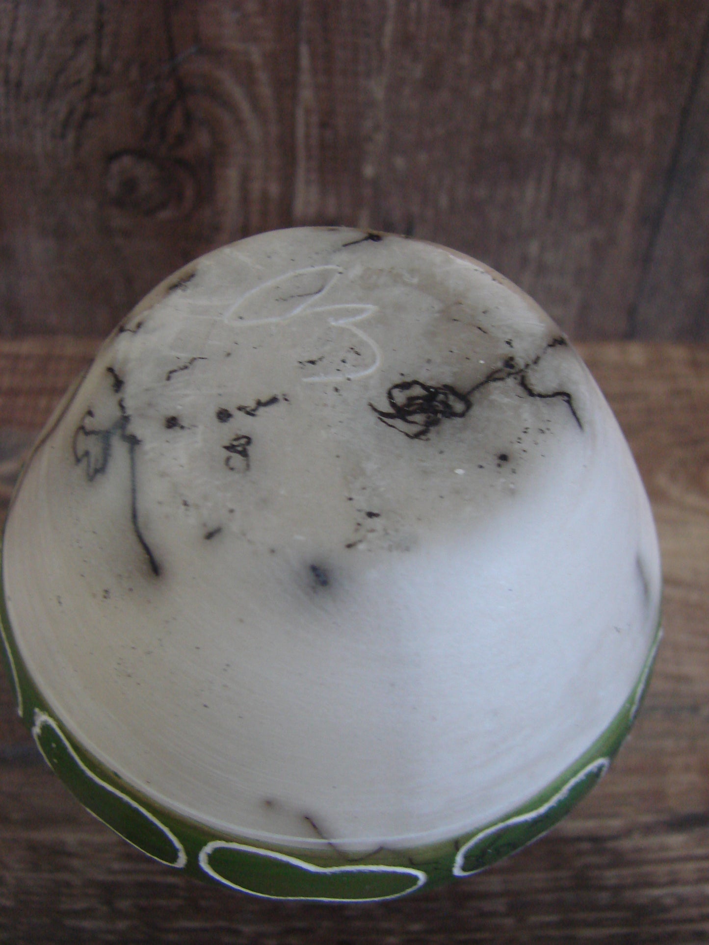 Small Native American Hand Etched Horse Hair Pottery - Benally