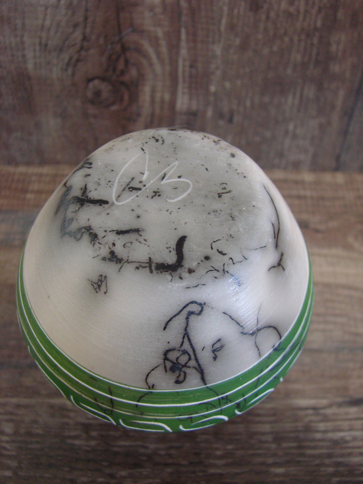 Small Native American Hand Etched Horse Hair Pottery - Benally