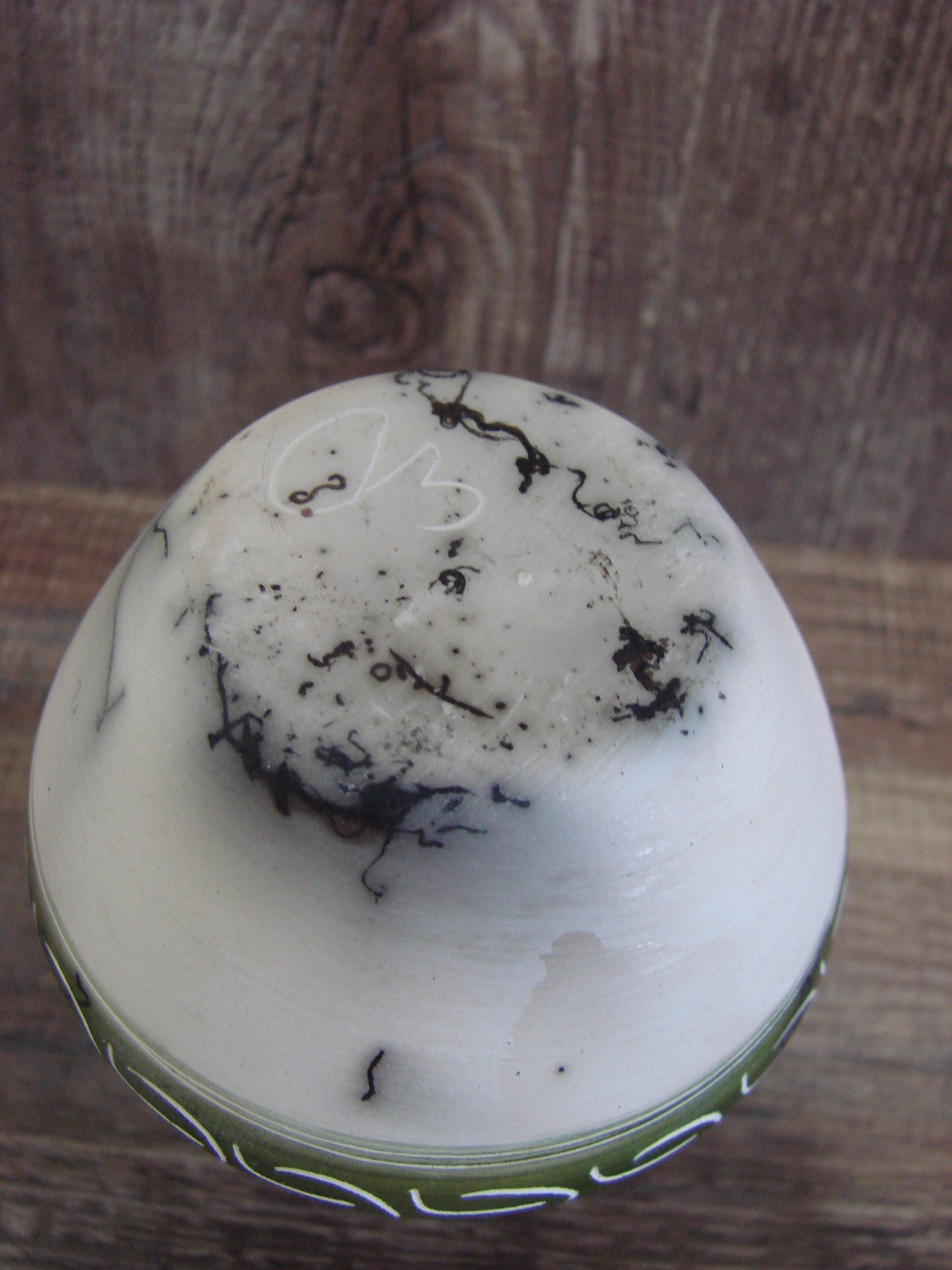 Small Native American Hand Etched Horse Hair Pottery - Benally