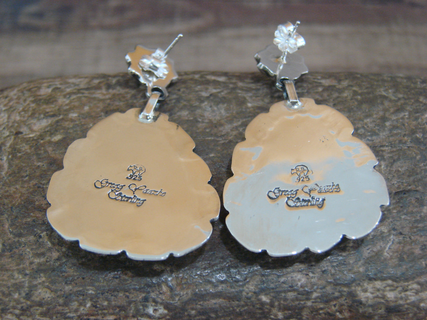 Native American Sterling Silver & Turquoise Post Dangle Earrings - Smith