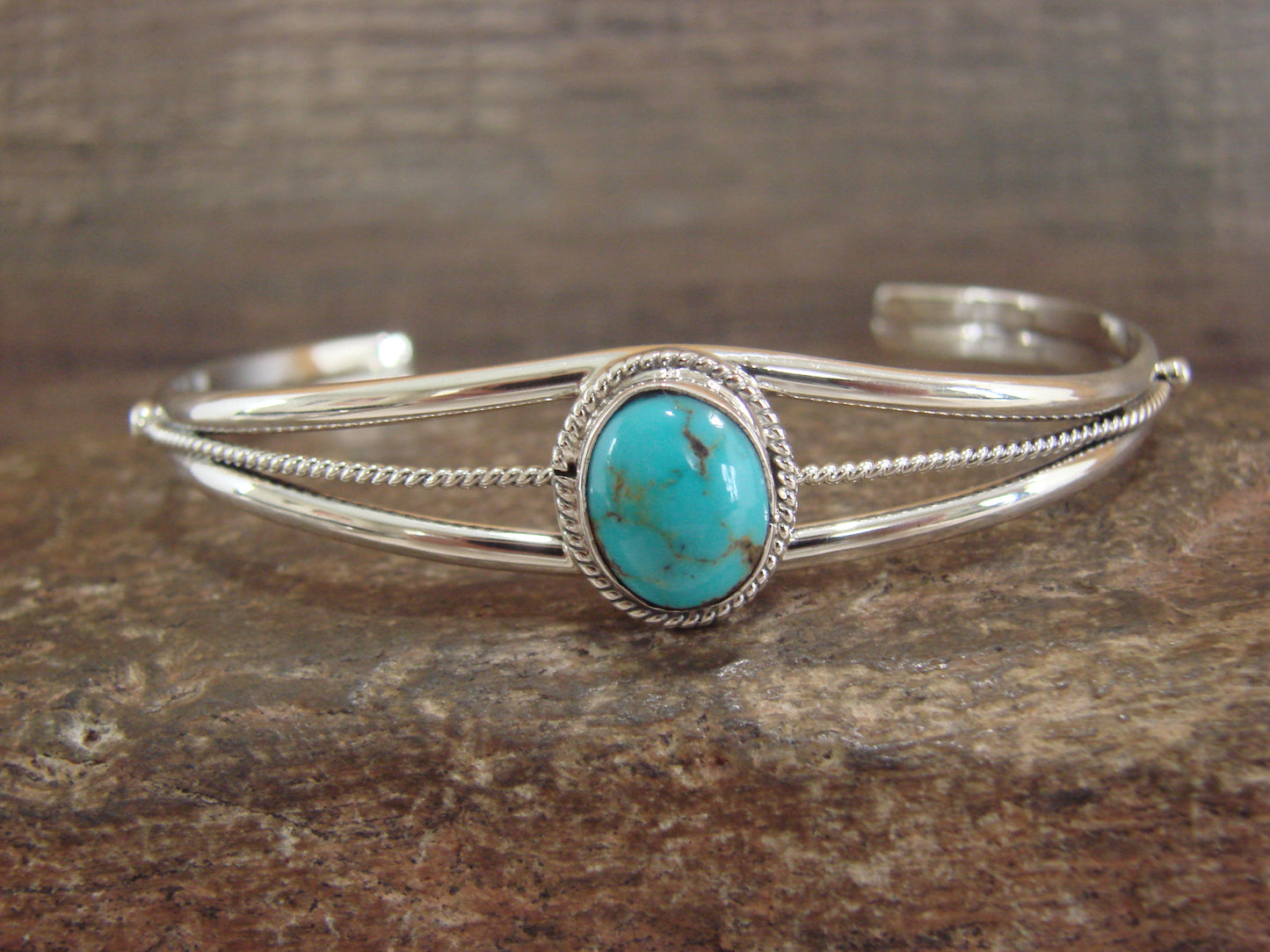 Native American Sterling Silver & Turquoise Bracelet by Saunders