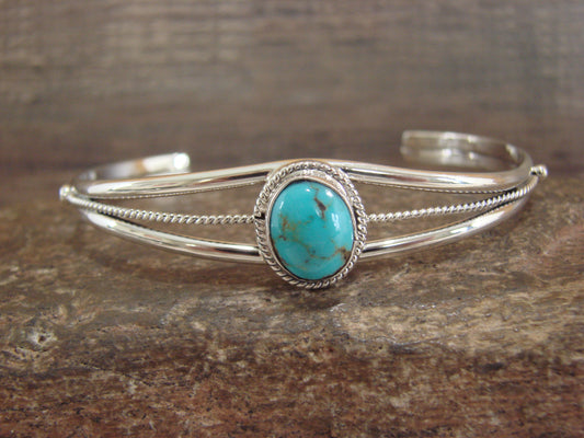 Native American Sterling Silver & Turquoise Bracelet by Saunders