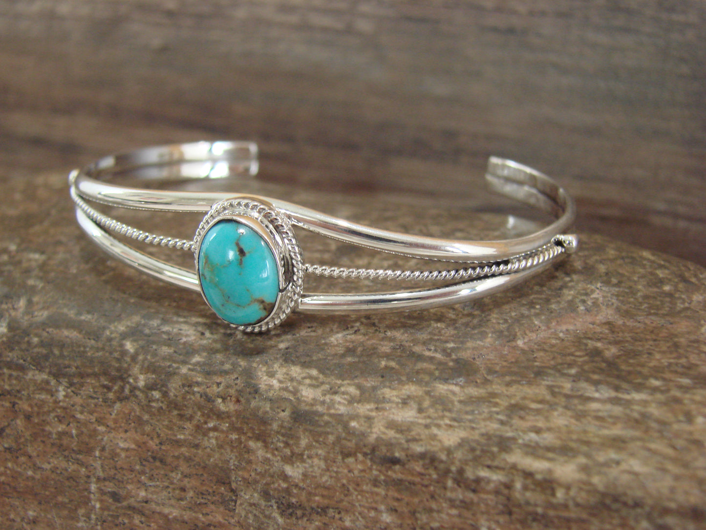 Native American Sterling Silver & Turquoise Bracelet by Saunders