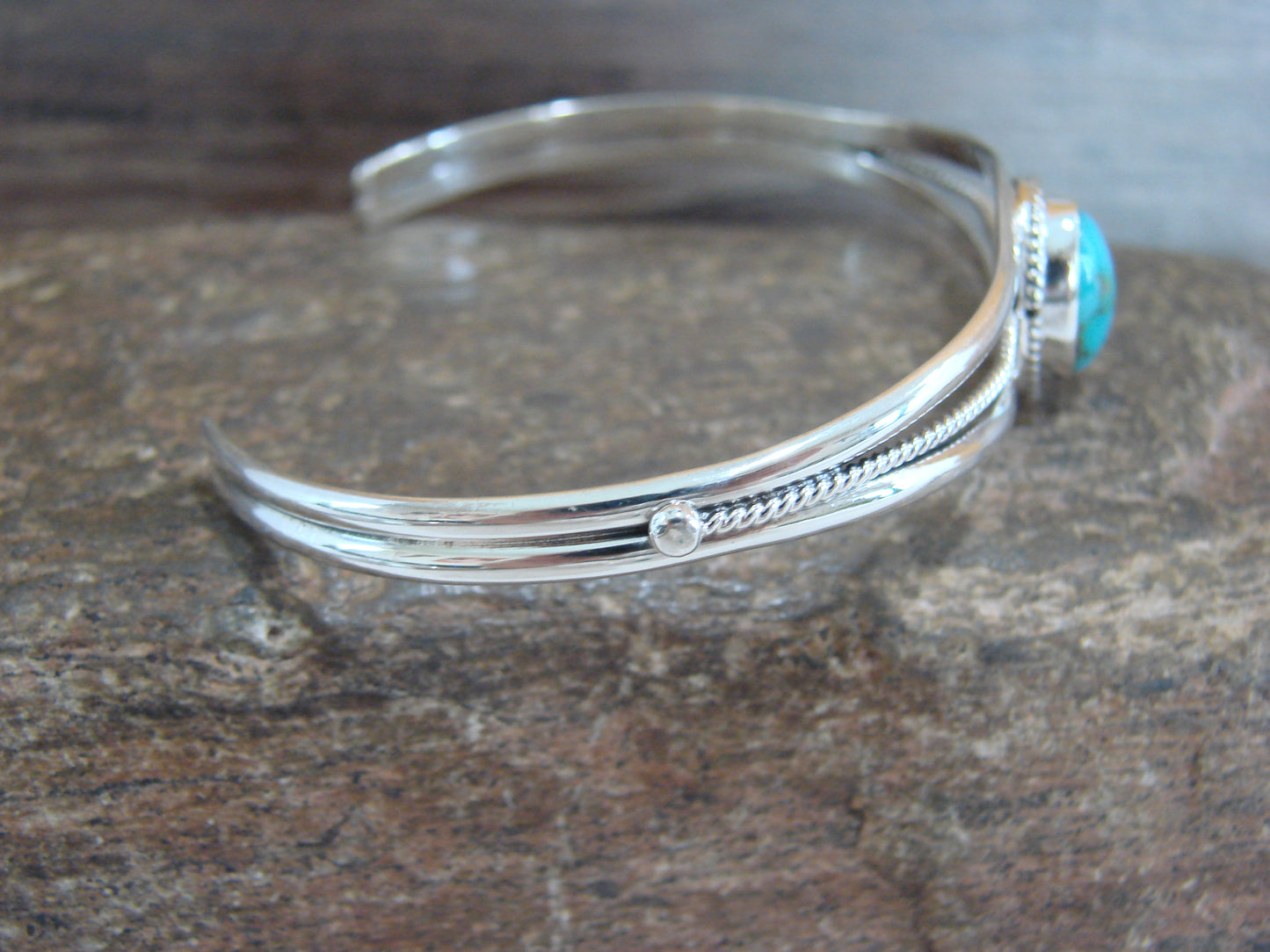 Native American Sterling Silver & Turquoise Bracelet by Saunders