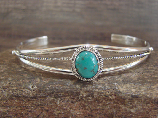 Native American Sterling Silver & Turquoise Bracelet by Saunders