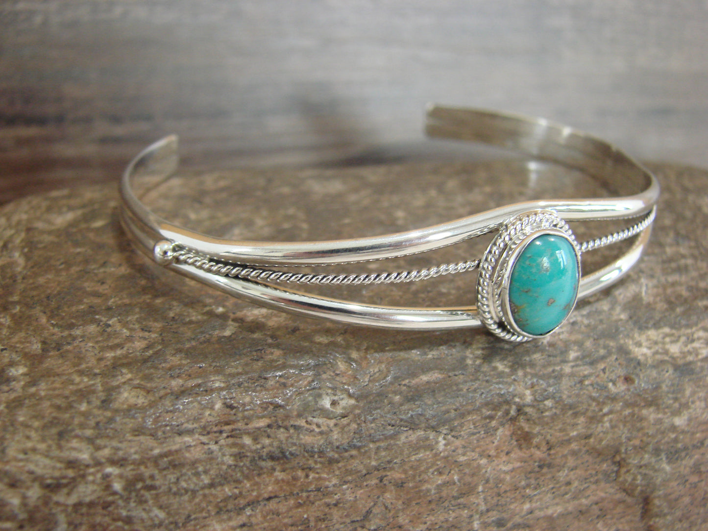 Native American Sterling Silver & Turquoise Bracelet by Saunders