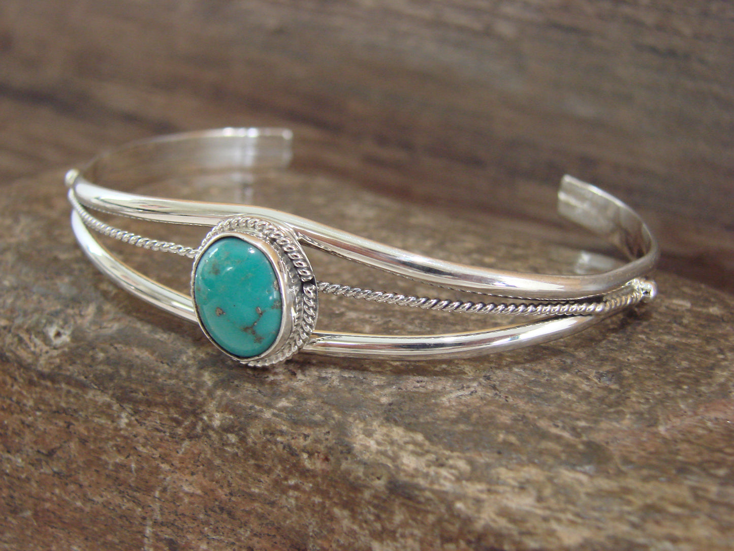 Native American Sterling Silver & Turquoise Bracelet by Saunders