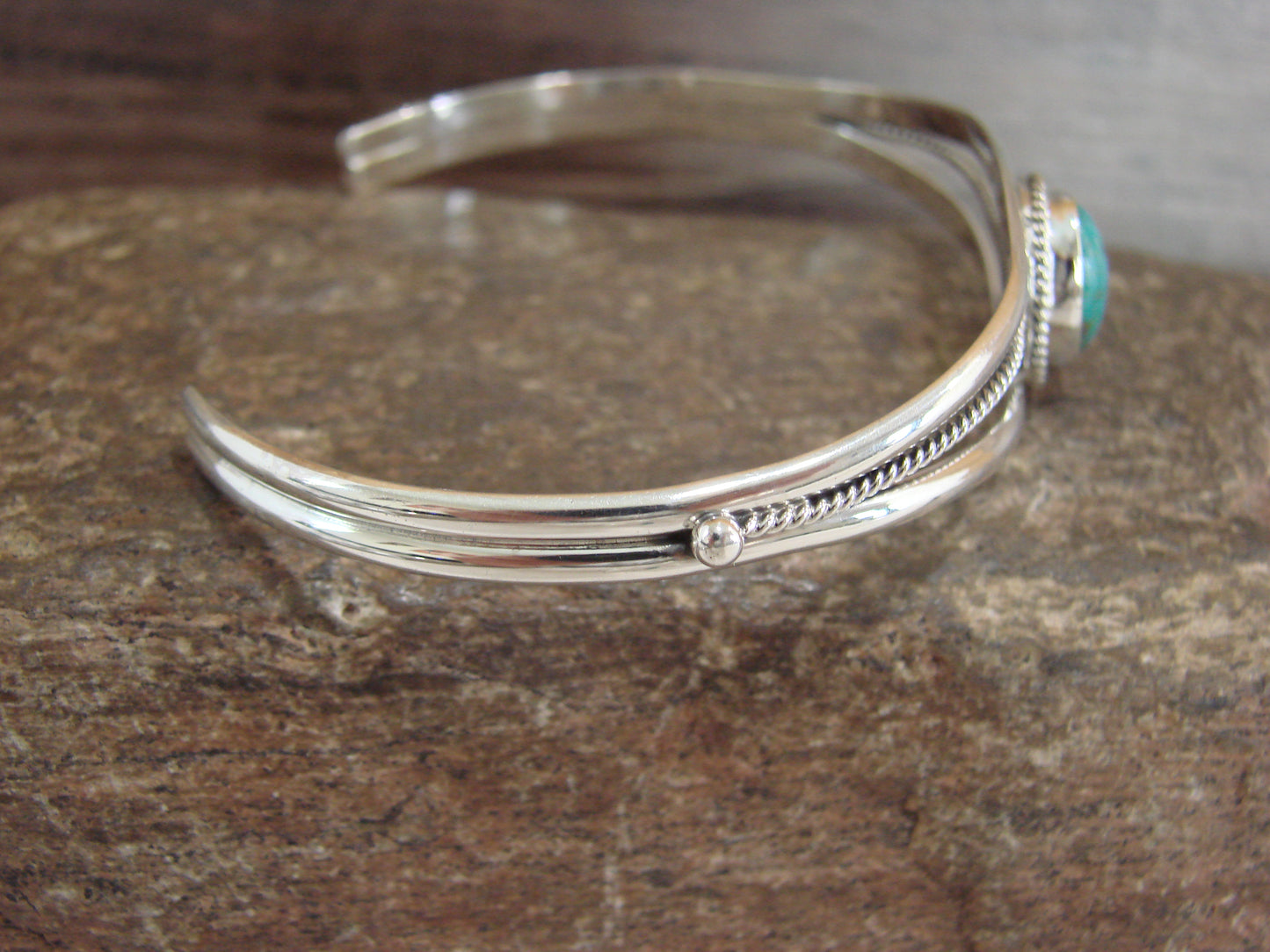 Native American Sterling Silver & Turquoise Bracelet by Saunders