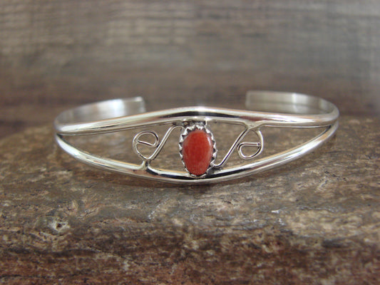 Native American Sterling Silver & Coral Bracelet by Lincoln