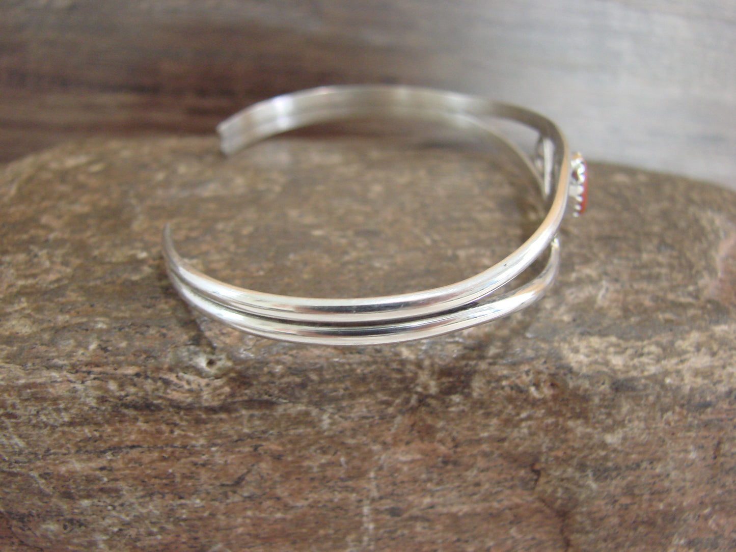 Native American Sterling Silver & Coral Bracelet by Lincoln