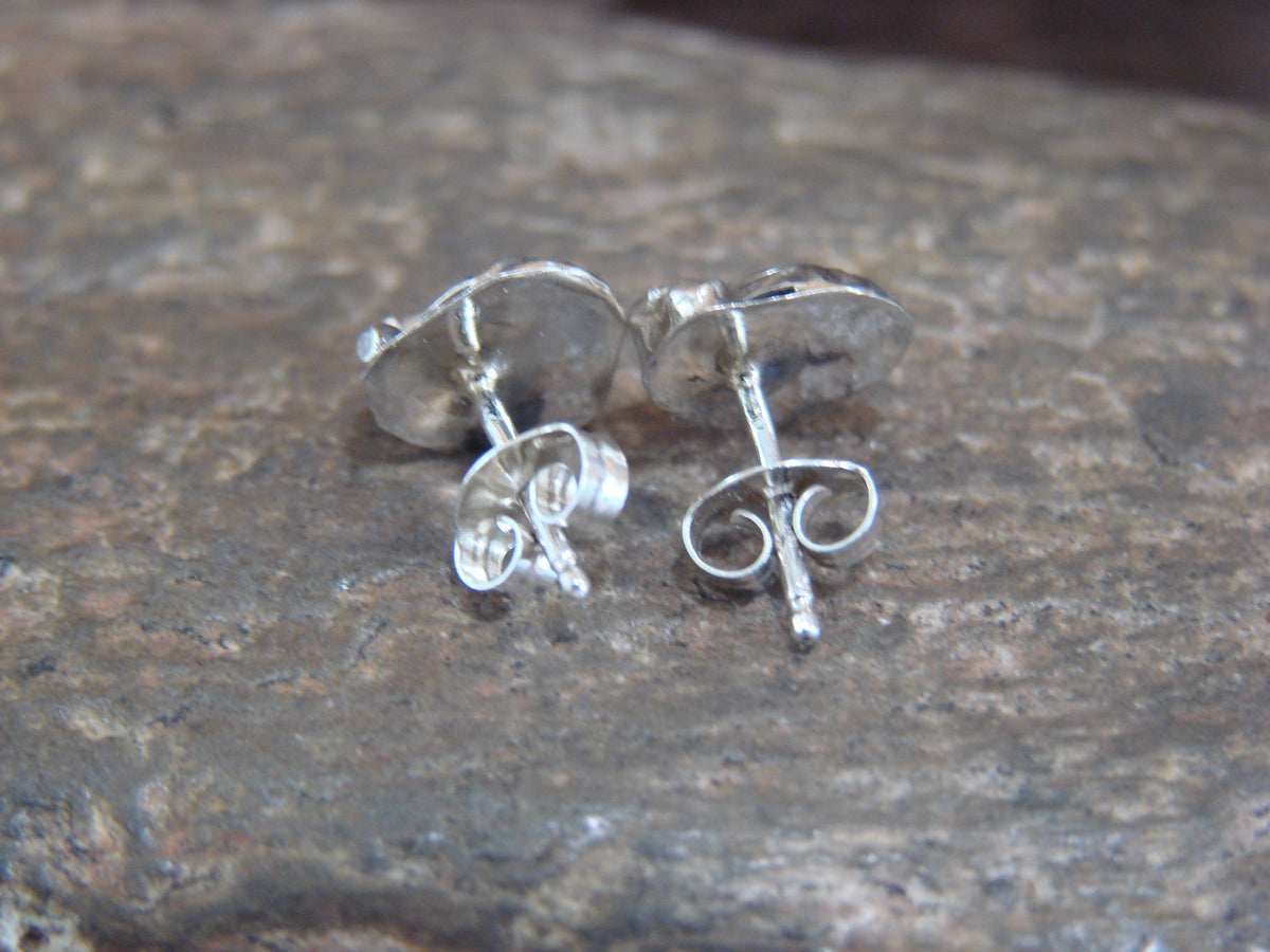Native American Sterling Silver & Coral Feather Post Earrings by Joe