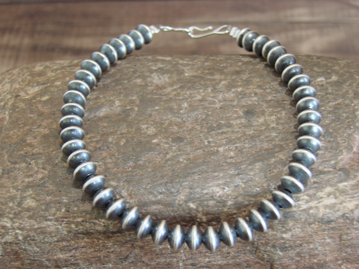 Sterling Silver Navajo Pearl Saucer Bead Bracelet by Jake