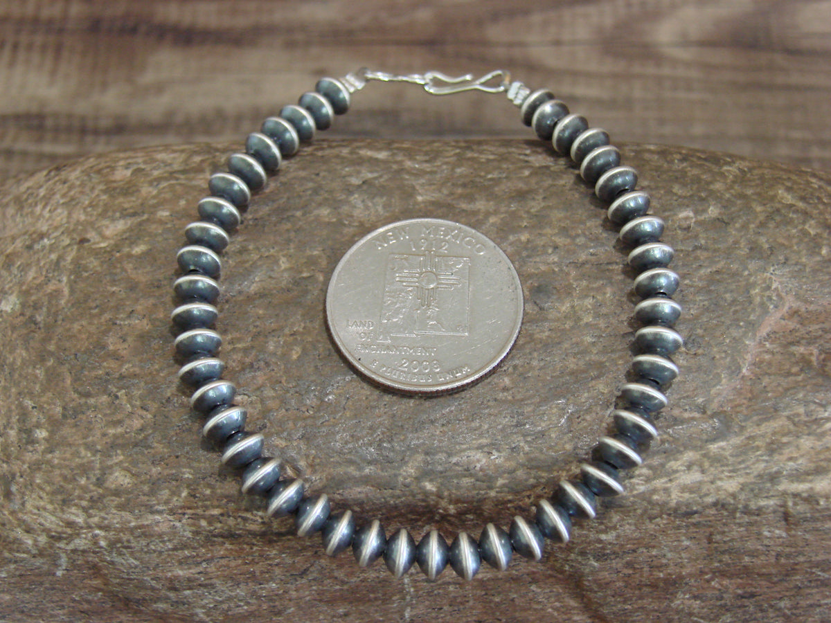 Sterling Silver Navajo Pearl Saucer Bead Bracelet by Jake