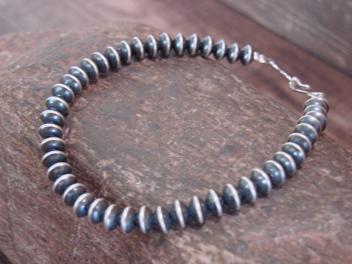 Sterling Silver Navajo Pearl Saucer Bead Bracelet by Jake