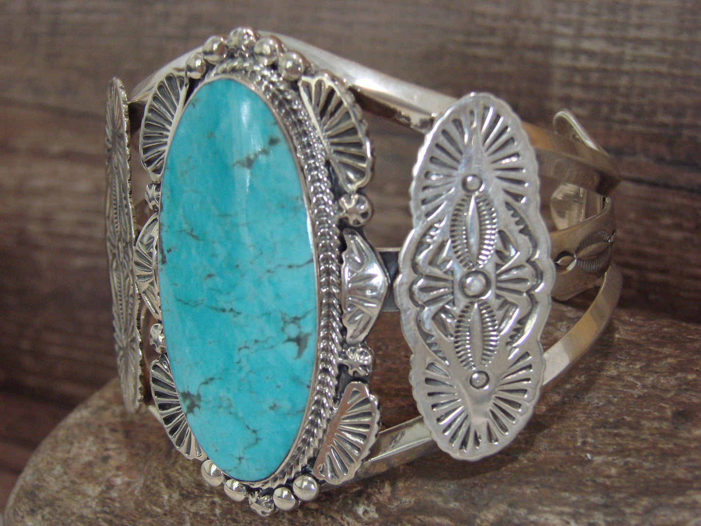 Navajo Indian Sterling Silver & Turquoise Bracelet by Michael Yazzie