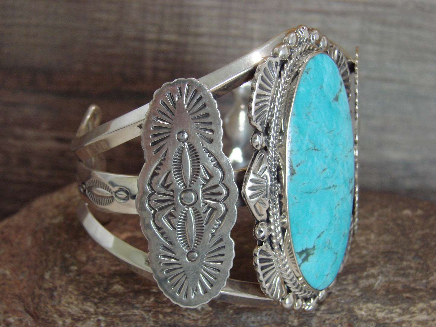 Navajo Indian Sterling Silver & Turquoise Bracelet by Michael Yazzie