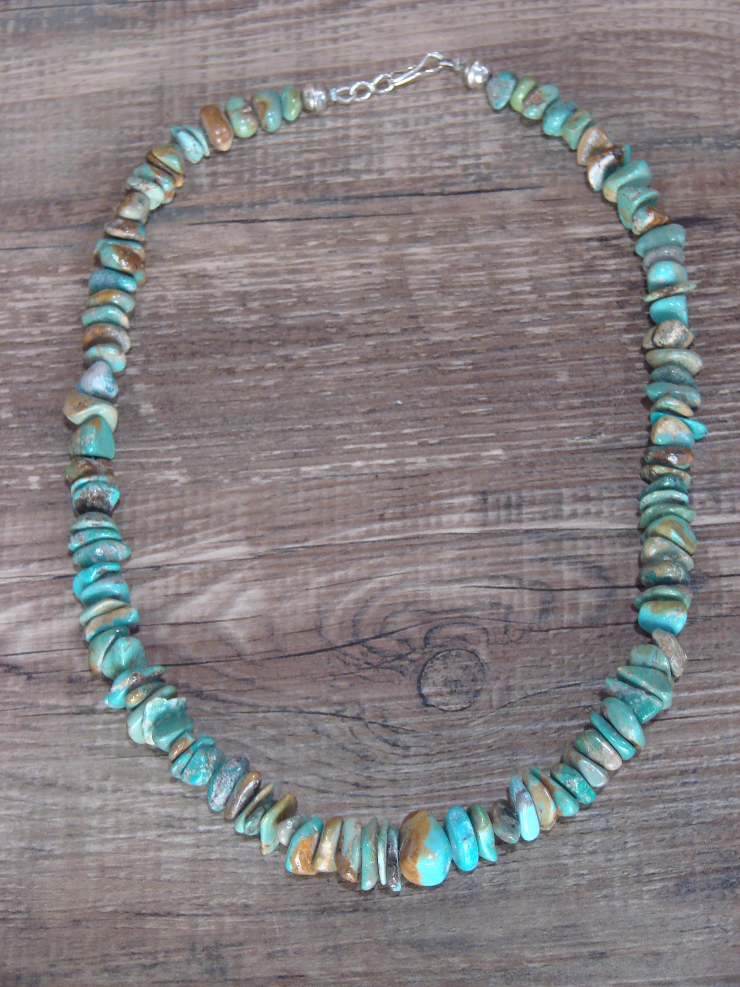 Native American Sterling Silver 17" Turquoise Nugget Stone Necklace by Coriz