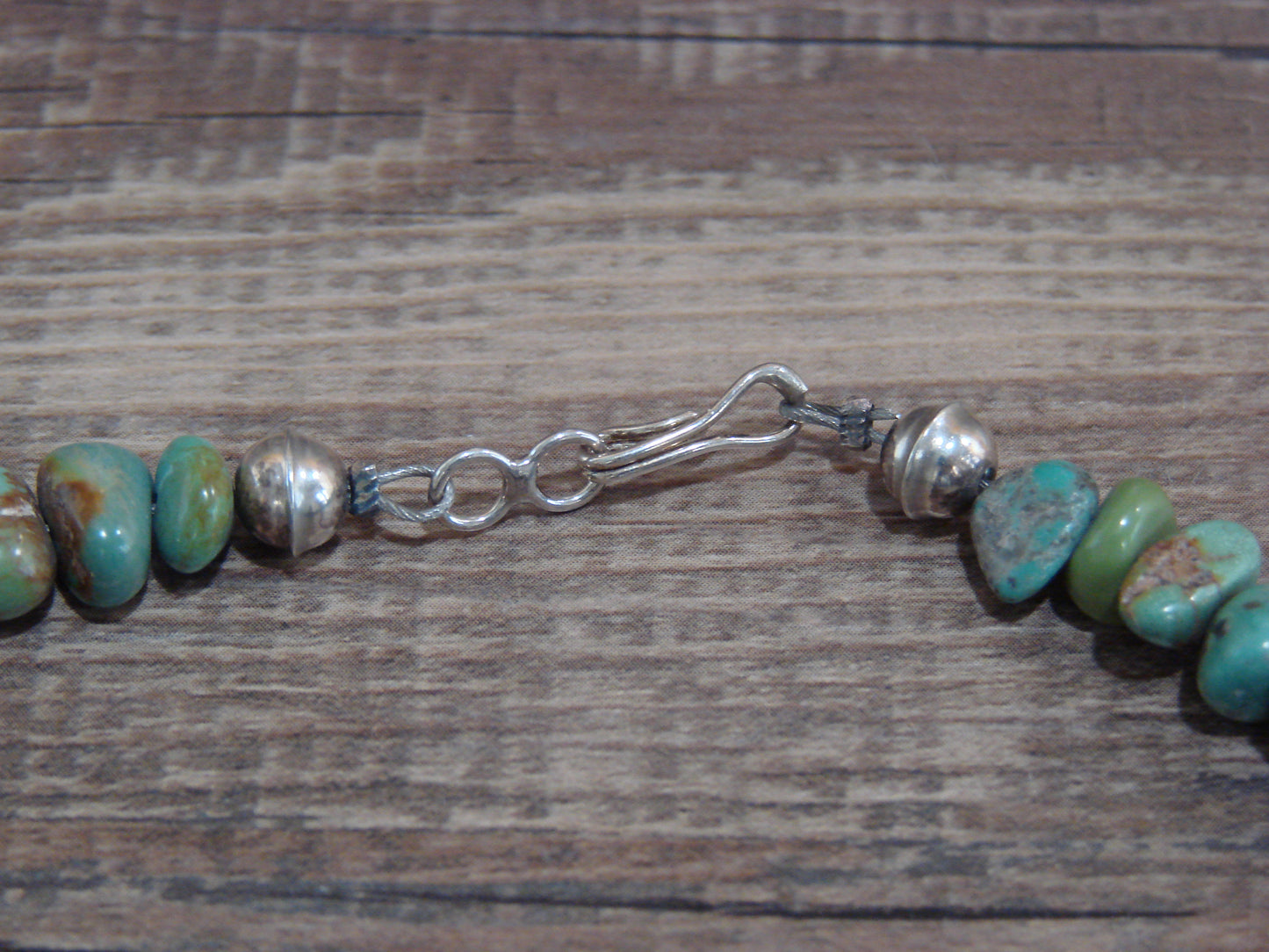 Native American Sterling Silver 17" Turquoise Nugget Stone Necklace by Coriz