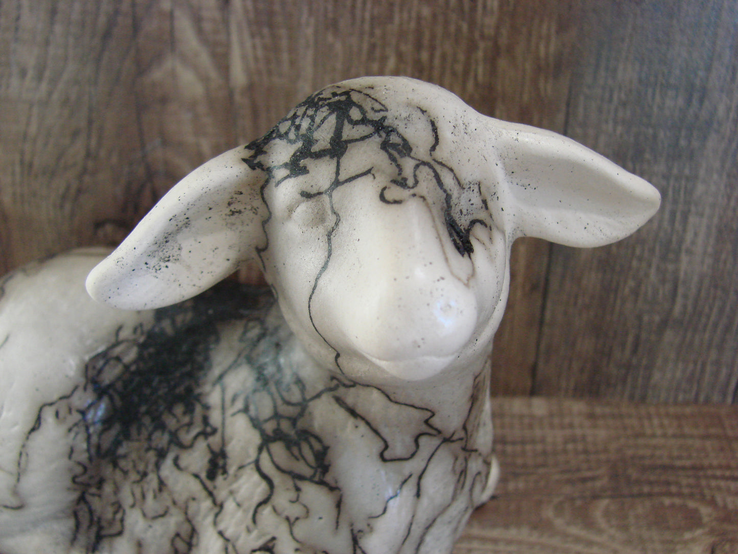 Native American Pottery Horse Hair Lamb Sculpture by Vail