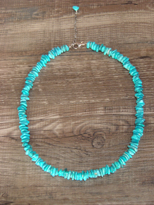 Native American Sterling Silver Adjustable Turquoise Nugget Stone Necklace by Coriz