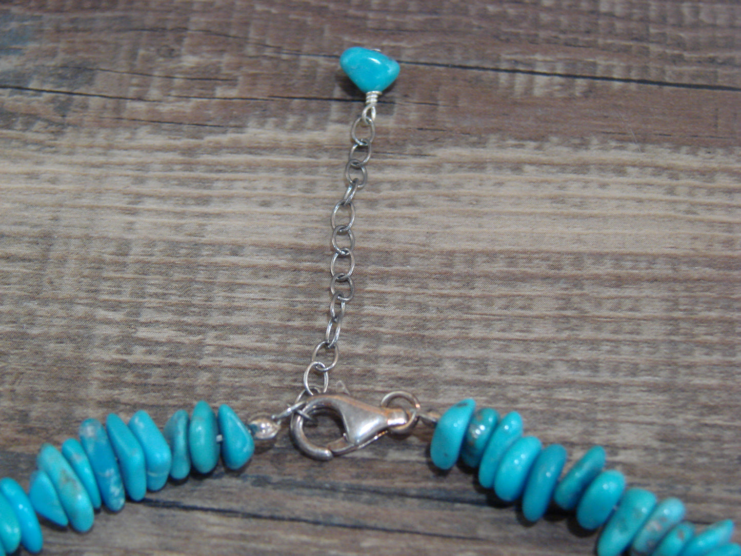 Native American Sterling Silver Adjustable Turquoise Nugget Stone Necklace by Coriz
