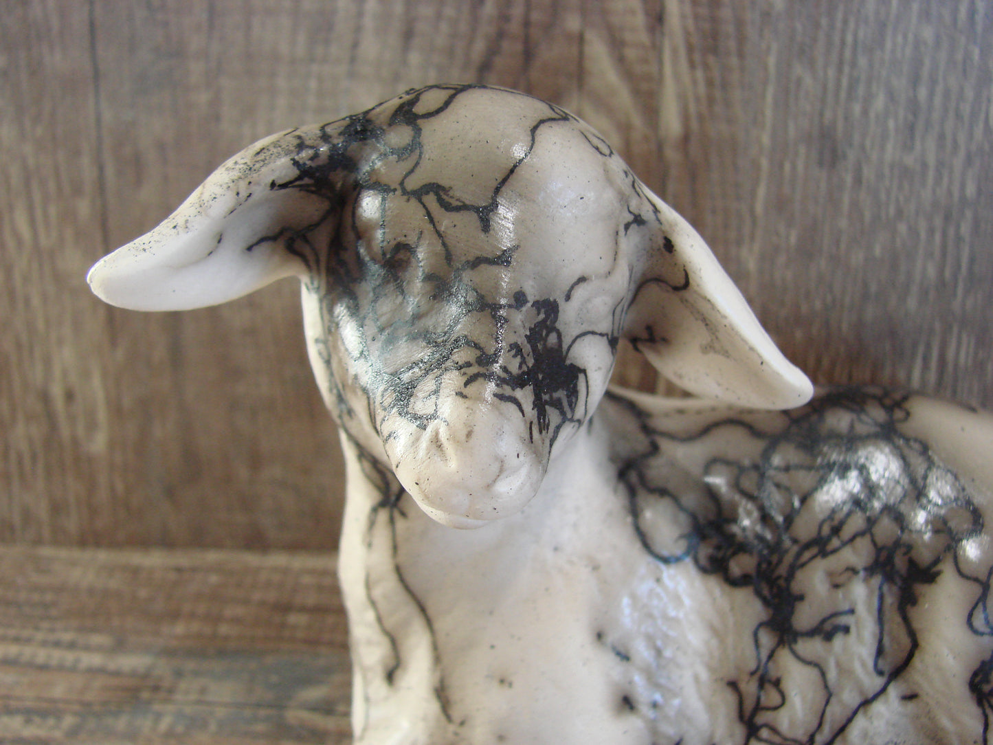 Native American Pottery Horse Hair Lamb Sculpture by Vail