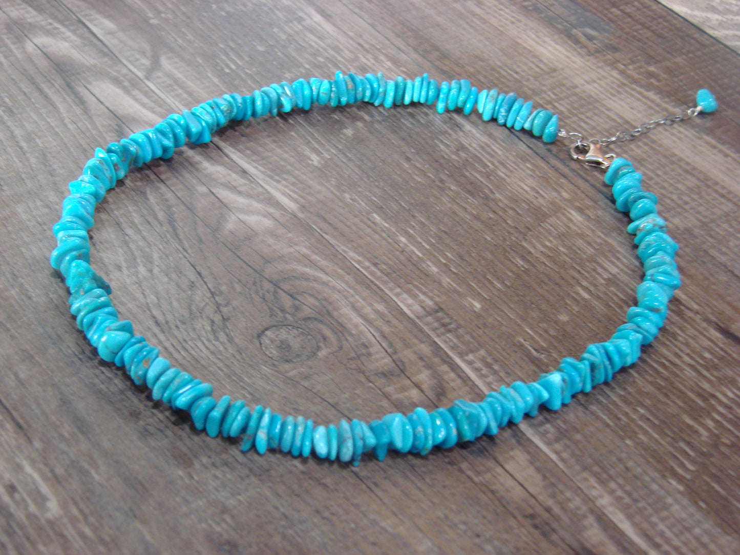 Native American Sterling Silver Adjustable Turquoise Nugget Stone Necklace by Coriz