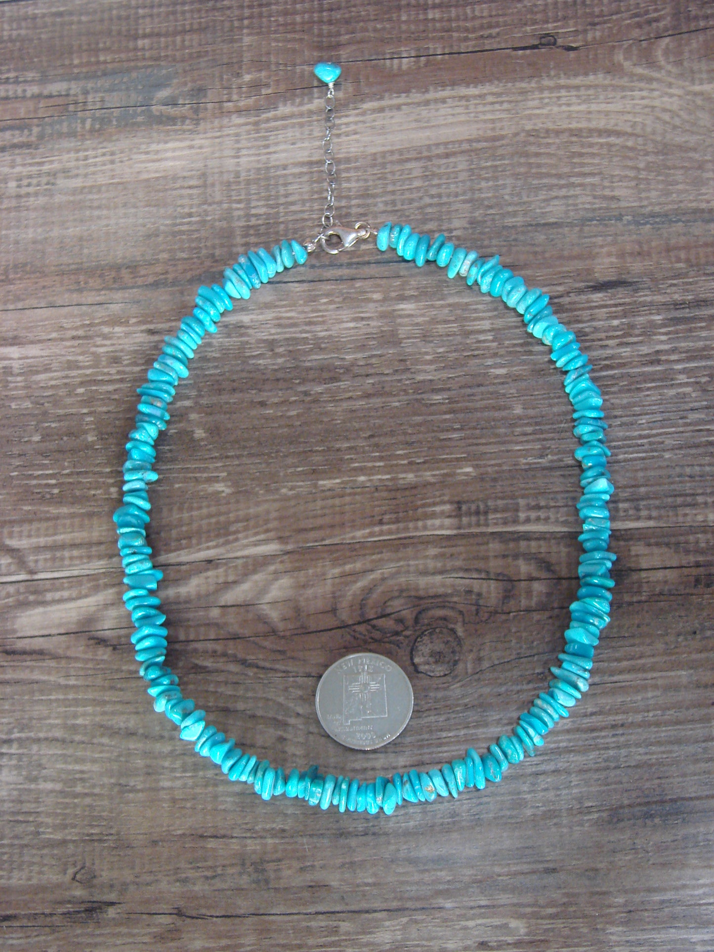 Native American Sterling Silver Adjustable Turquoise Nugget Stone Necklace by Coriz